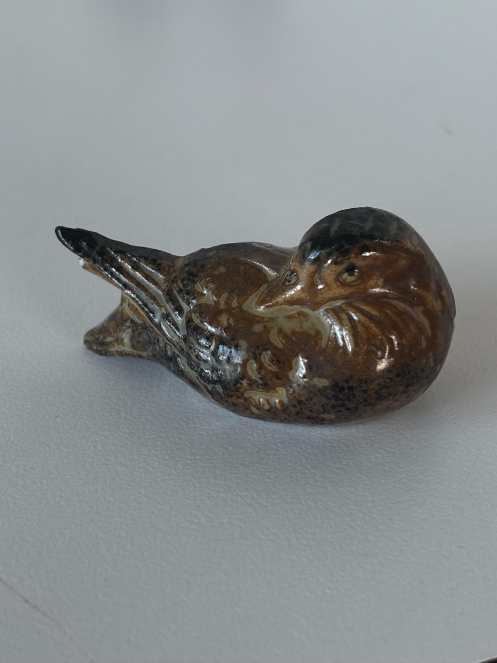 Vintage Japan Ceramic Resting Duck Figurine 2”